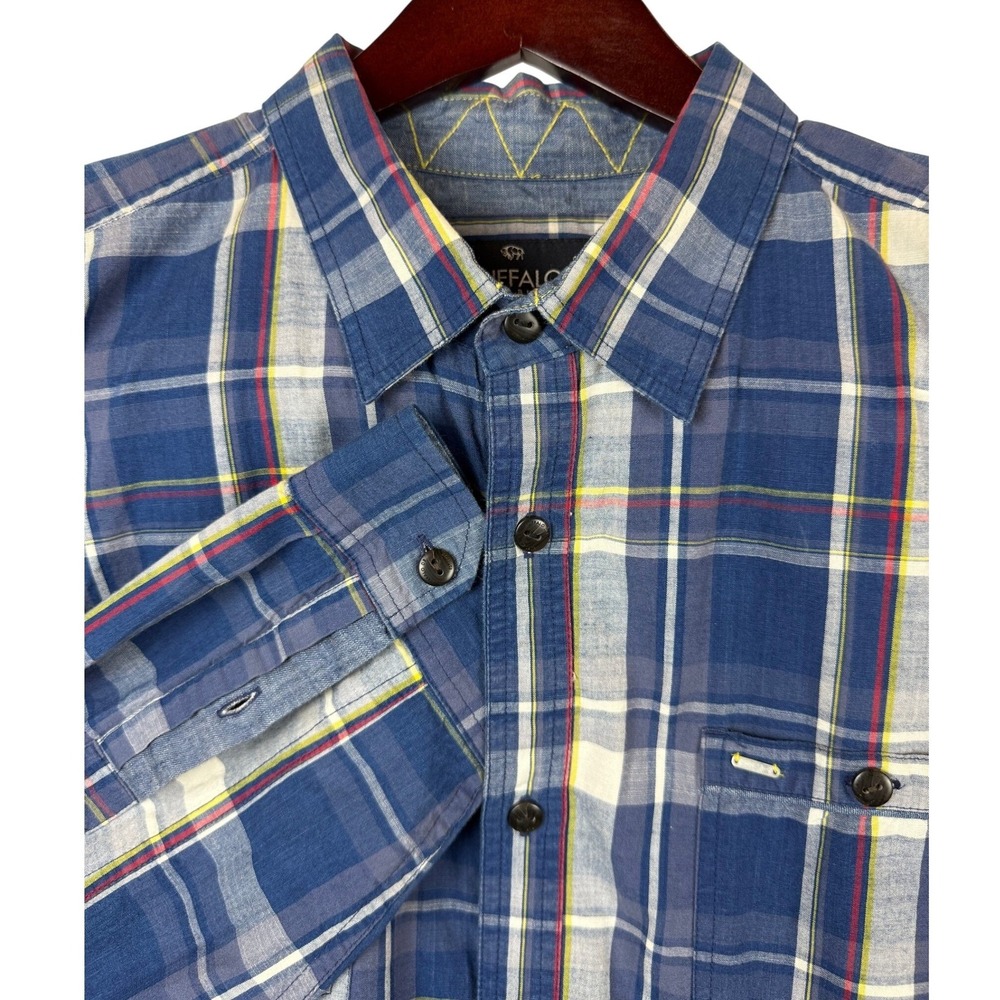 Buffalo David Bitton Men's Blue Plaid Long Sleeve Button Down Shirt XXL